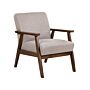 Armchair Beige Polyester Fabric Upholstery Retro Design Wooden Frame Armrests Living Room Beliani