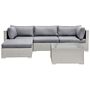 2 Piece Garden Sofa Set Beige W/ Grey Cushions 5 Seater Right Hand Corner Coffee Table