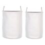 Set Of 2 Storage Basket White Polyester Cotton With Drawstring Cover Laundry Bin Practical Accessories