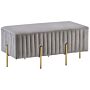 Bench Grey Velvet Upholstered Gold Metal Legs 93 Cm