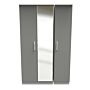 Contrast Triple Mirrored Wardrobe In Dusk Grey & White