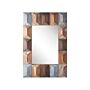 Wall Mirror Multicolour Solid Wood Frame Rectangular 63 X 90 Cm Distressed Handmade