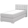 Eu Single Size Continental Bed 3ft Grey Fabric With Mattress Contemporary Beliani