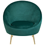 Tub Chair Green Velvet 76l X 80w X 81h Cm Accent Gold Legs