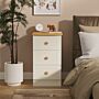 Warwick 3 Drawer Bedside Cabinet In Cream Ash & Modern Oak