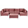 Modular Sofa Pink Velvet U Shape 6 Seater With Ottoman Silver Metal Legs