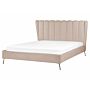 Bed Frame Taupe Velvet Upholstery Golden Metal Legs Eu King Size 5ft3 With Usb Port Headboard