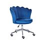 Office Swivel Chair Blue Velvet With Stairbase Adjustable Height Beliani