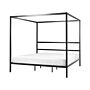 Canopy Bed Frame Black Metal 180 X 200 Cm Double Size Plywood Slats