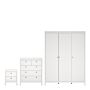 Madrid 3 Piece Bundle, Bedside, Chest And 3 Door Wardrobe In White