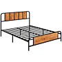 Homcom 31cm King Size Bed Frame, Industrial Bed Base With Headboard, Footboard, Steel Slat Support And Under Bed Storage, 160 X 207cm