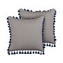 Set Of 2 Scatter Cushions Grey 45 X 45 Cm Decorative Throw Pillows Removable Covers Zipper Closure Basic