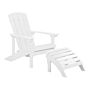 Garden Chair White Plastic Wood With Footstool Weather Resistant