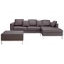 Corner Sofa Brown Leather Upholstered With Ottoman L-shaped Left Hand Orientation