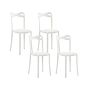 Set Of 4 Garden Chairs White Polypropylene Lightweight Weather Resistant Plastic