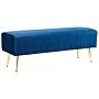 Bench Blue Velvet Upholstered Gold Metal Legs 118 X 40 Cm