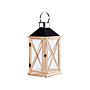 Pine Wood Lantern Brown 61 Cm Pillar Candle Holder Glass Doors Indoor Decorative Piece