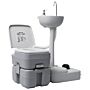 Vidaxl Portable Camping Toilet And Handwash Stand Set Grey