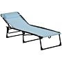 Outsunny Folding Sun Lounger Beach Chaise Chair Garden Cot Camping Recliner With 4 Position Adjustable, Baby Blue