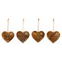 Set Of 4 Wood Hanging Black Etched Life Recipe Heart Plaque