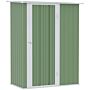 Outsunny Garden Storage Shed, Outdoor Tool Shed With Sloped Roof, Lockable Door For Equipment, Bikes, Light Green, 142 X 84 X 189cm