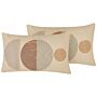 Set Of 2 Decorative Cushions Multicolour Polyester Cotton 30 X 50 Cm Geometric Pattern Paint Print Pillow