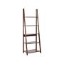 Ladder Shelf Dark Wood Particle Board Bookcase Leaning Shelves 5 Tier Open Back Design