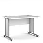 Prima Desk 120 Cm In White With Silver Grey Steel Legs