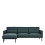 Larvik Chaiselongue Sofa (lh) - Dark Green, Black Legs