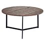 Coffee Table Dark Wood With Black Mdf Top Metal Legs 80 Cm Industrial Round