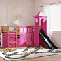 Vidaxl Bunk Bed Without Mattress With Slide And Curtains Pink 90x190 Cm Single