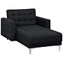 Chaise Lounge Graphite Grey Tufted Fabric Reclining Day Bed Silver Legs Track Arms