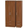 Contrast Tall Triple 2 Drawer + Drawer Wardrobe In Noche Walnut