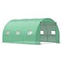 Outsunny Walk-in Polytunnel Greenhouse, Outdoor Garden Greenhouse With Pe Cover, Zippered Roll Up Door And 6 Windows, 4 X 3 X 2 M, Green