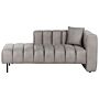 Right Hand Chaise Lounge Taupe Velvet Upholstery Black Legs Seat Bolster Cushion