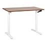 Manually Adjustable Desk Dark Wood Tabletop White Steel Frame 120 X 72 Cm Sit And Stand Round Feet Modern Design Office