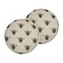 Set Of 2 Garden Cushions Beige Polyester Bee Pattern ⌀ 40 Cm Round Modern Outdoor Patio Water Resistant