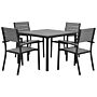 5 Piece Outdoor Dining Set Grey 4 Seater Table Chairs Slatted Design Beliani