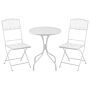 Outsunny Garden Bistro Set For 2 With Folding Chairs And Round Table, Metal Balcony Furniture, White