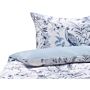 Duvet Cover And Pillowcase Set White And Blue Cotton Blend Floral Pattern 135 X 200 Cm