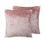 Set Of 2 Decorative Cushions Pink Velvet 45 X 45 Cm Plain Double Sided