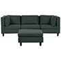 Modular Sofa With Ottoman Dark Green Fabric Upholstered 3 Seater With Ottoman Cushioned Backrest