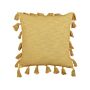 Decorative Cushion Yellow Cotton 45 X 45 Cm With Tassels