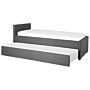 Trundle Bed Grey Fabric Upholstery Eu Single Size Guest Underbed