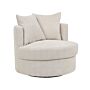 Armchair Light Beige Polyester Swivel Iron Base Two Cushions Removable Covers Round Back