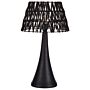 Table Lamp Black Cotton Shade Mango Wood Base Metal Frame Single Light