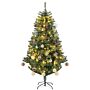 Homcom 6' Artificial Prelit Christmas Trees Holiday Décor With Warm White Led Lights, Decoration, Banner, Tag, Ball