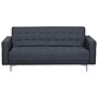 Sofa Bed Dark Grey Tufted Fabric Modern Living Room Modular 3 Seater Silver Legs Track Arm Beliani