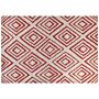 Area Rug White And Red Cotton 160 X 230 Cm Geometric Pattern Rectangular Hand Woven