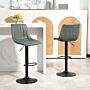 Homcom Adjustable Bar Stools Set Of 2 Counter Height Barstools Dining Chairs 360° Swivel With Footrest For Home Pub, Green